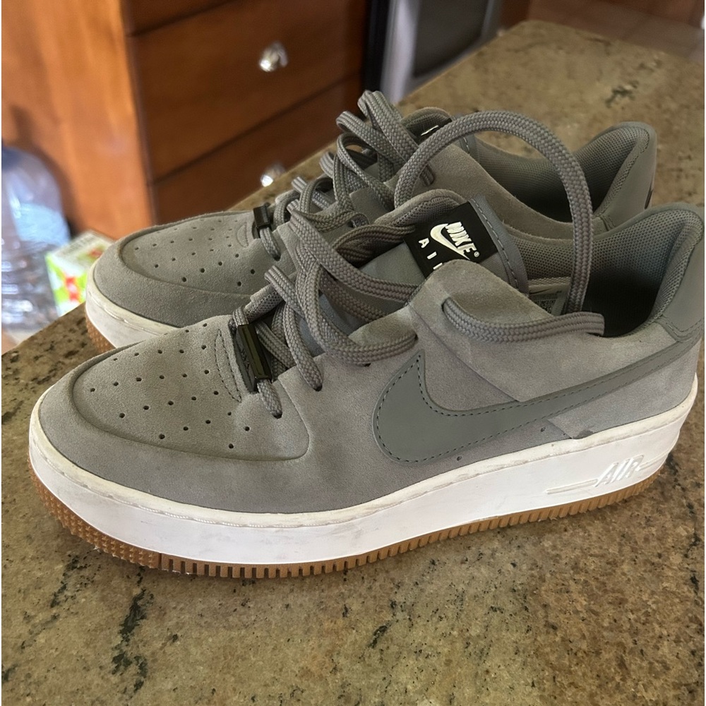 grey suede nike air forces